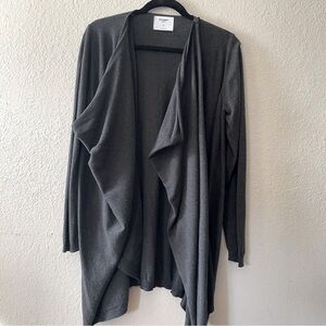 Old Navy woman casual cardigan M draped open front gray long maternity cowl neck
